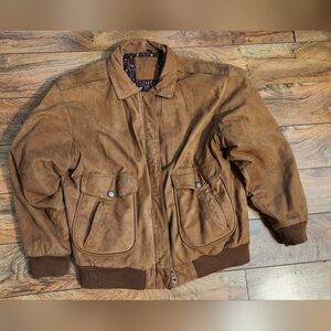 Brown Leather Womens Jacket , Size L